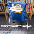 Seat Sack Student Chair Storage Pocket - 19", Single Pocket, Classroom Chair Organizer for Student Desks, Durable Over-the-Chair Storage, Ready-to-Use Name Tag Window, Blue, 1-Pack