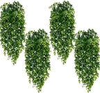 Waipfaru 4Pcs Fake Hanging Plants 2.7ft Fake Plants Eucalyptus Leaves UV Resistant Fake Vines Ivy Artificial Plants Outdoor Faux Plants Indoor Bedroom Living Room Boho Wall Porch Shelf Decor