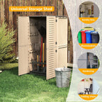 European Double-Door Outdoor Storage Shed in Brown, Sized 50x29x80 Inches - A Weatherproof Resin Cabinet for Vertical Storage Organization
