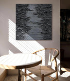 NANKAI Art Hand-Painted Thick Texture Black Canvas Art 24x24 inch Abstract Oil Home Wall Art Deco Painting