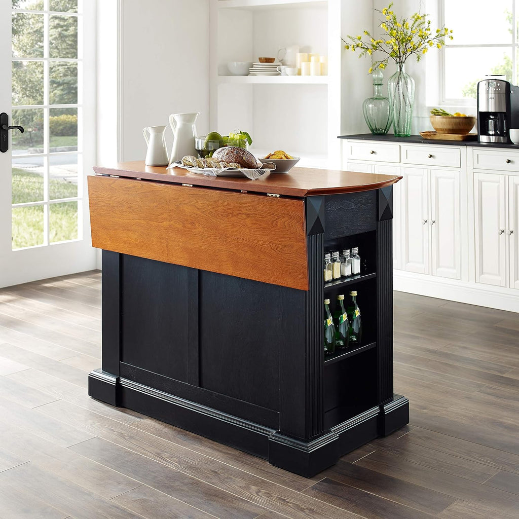 Crosley Furniture Drop Leaf Kitchen Island/Breakfast Bar, Black