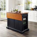 Crosley Furniture Drop Leaf Kitchen Island/Breakfast Bar, Black