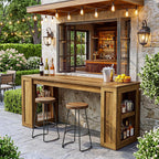 Tribesigns 70.87-Inch Extra Long Bar Height Table, Farmhouse Bar Table with Open Storage Shelves, Rectangular High Top Pub Tables for Kitchen, Dining Room, Living Room, Basement, Bistro, Rustic Brown