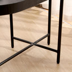 2-Tier Side Table with Storage, Black End Table Sofa Table for Living Room & Bedroom - Sturdy X-Shape Metal Frame and Wooden Tray, Easy to Assemble Modern Accent Table for Office, Apartment