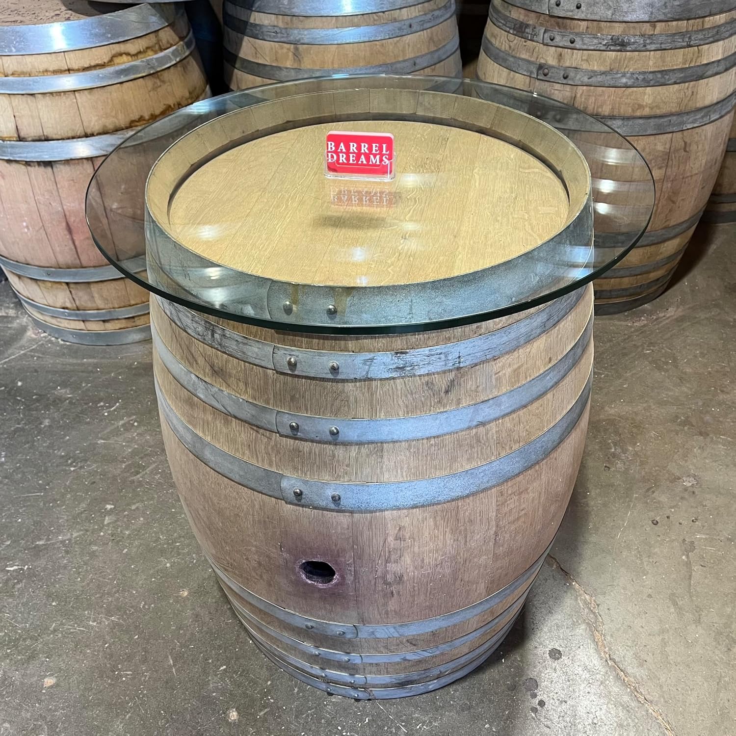 30" Wine Barrel Glass Top