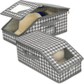 2 PCS Stackable Hat Storage for Baseball Caps, Large Hat Organizer with transparent window, Holds up to 30 Caps Hat Organizer (Gray and white)