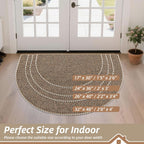 BEQHAUSE Dirt Trapper Door Mat 17" x 30" Half Circle Non Slip Washable Doormats Entrance Rugs Absorbent Welcome Low Profile Floor Mats for Front Back Door and Entryway, Taupe
