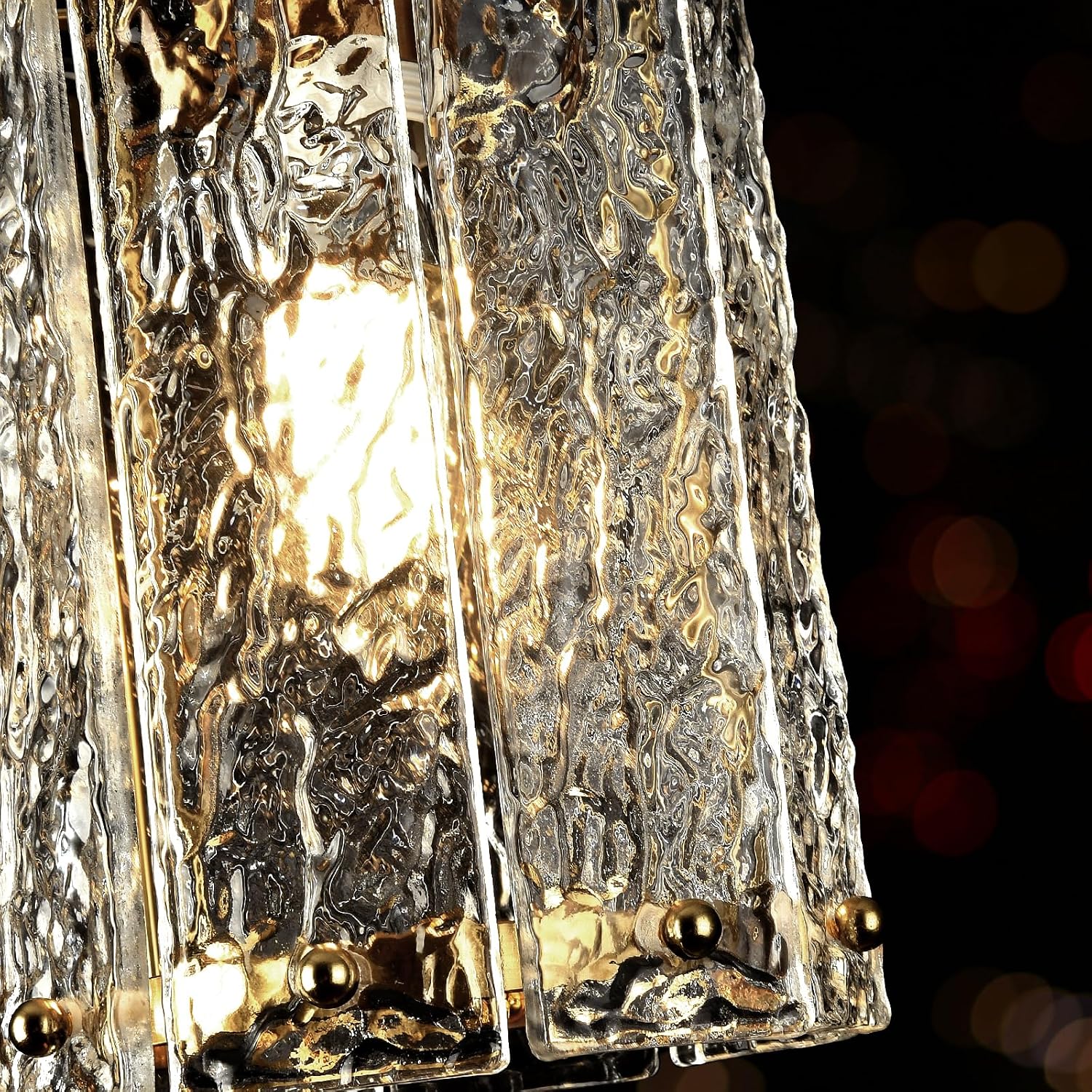 Gold Pendant Lights Kitchen Island 1 Pack Modern Water Ripple Glass Pendant Lights Mini Chandelier Adjustable Hanging Pendant Lighting for Kitchen Island Dining Room Over Sink Table Entryway
