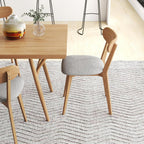 100% Solid Wood Dining Room Chairs - Practical Kitchen Chairs - Wood Chair for Dining Room, Kitchen (1, Natural Wood Grey Cushion)
