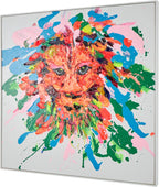 Deco 79 CosmoLiving by Cosmopolitan Canvas Lion Abstract Paint Splatter Wall Art with White Frame, 32" x 2" x 32", Multi Colored