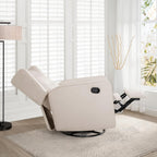 Naomi Home Swivel Rocker Recliner Chair for Adults and Elders, Comfortable Living Room Recliner with 360° Swivel, Manual Reclining with Adjustable Footrest, Ergonomic Back Support