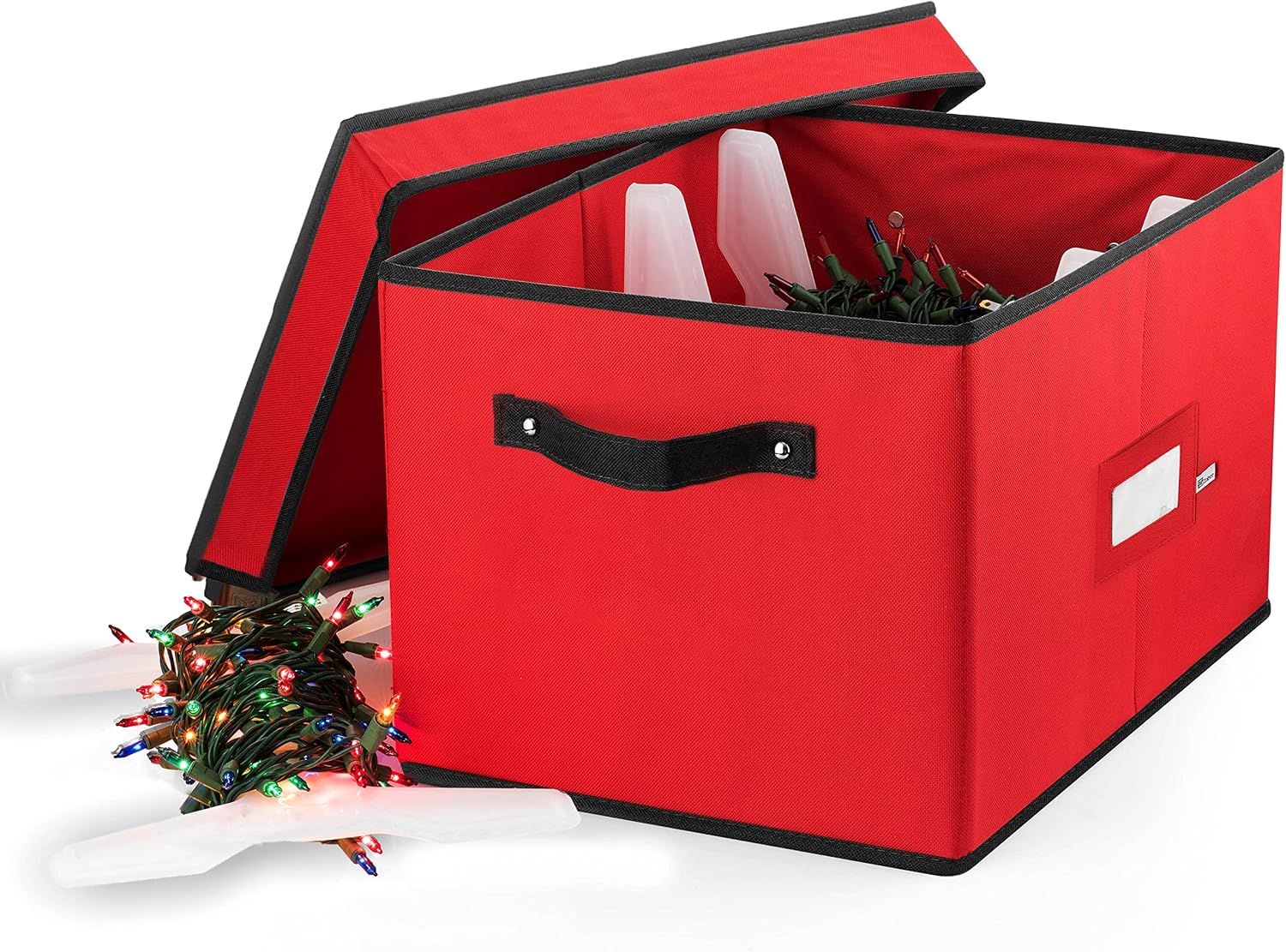 ZOBER Christmas Light Storage Reels - Christmas Light Organizer with 4 Plastic Wheels - Fits 200 Mini Lights Per Spool, Lights Storage - Strong & Durable Material - Stitched Reinforced Handles - Red