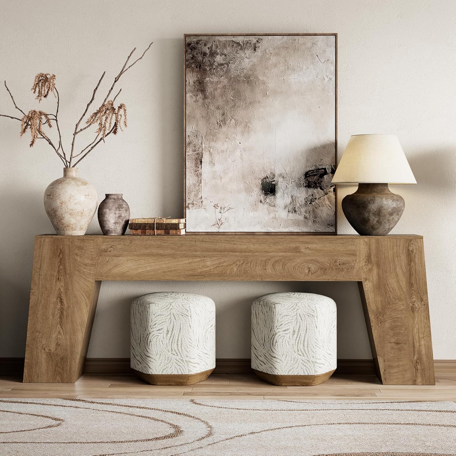 Epecoya Extra Long Sofa Console Table for Entryway, 78-Inch Large Farmhouse Wood Behind Couch Table, Modern Accent Entrance Table for Foyer Living Room Hallway Home, Natural Oak Brown