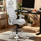 BOLISS Ergonomic Drafting Chair High Back Tall Office Chair for Standing Desk with Double-Layer Seat Cushion, Adjustable Headrest & Lumbar Support, Flip-Up Arms, and Metal Foot Ring (Grey)