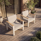 2PC Single Seat Aluminum Patio Chairs, Outdoor Furniture with 1.5mm Thick Powder-Coated Frame, Water Repellent Removable Cushions, Lightweight Single Chairs for Balcony Porch Backyard