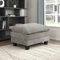 Lexicon Chenille Upholstered Rectangle Ottoman, Foot Stool, Black Faux Wood Feet, Durable Frame, Large Padded, Modular Sectional Couch Add Ons for Living Room, Bedroom, Assembly Required, Dark Pewter