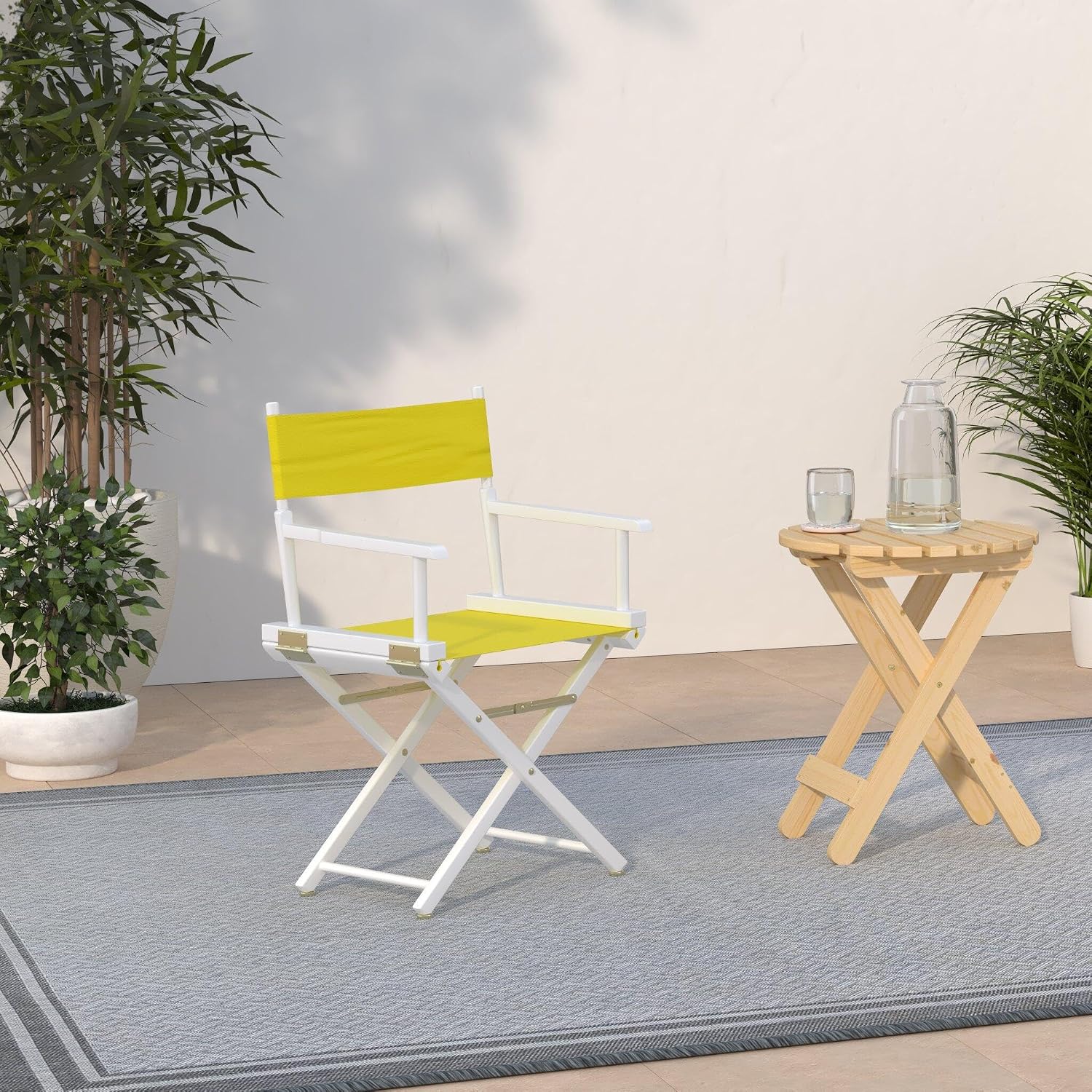Casual Home 18" Director's Chair White Frame with Yellow Canvas