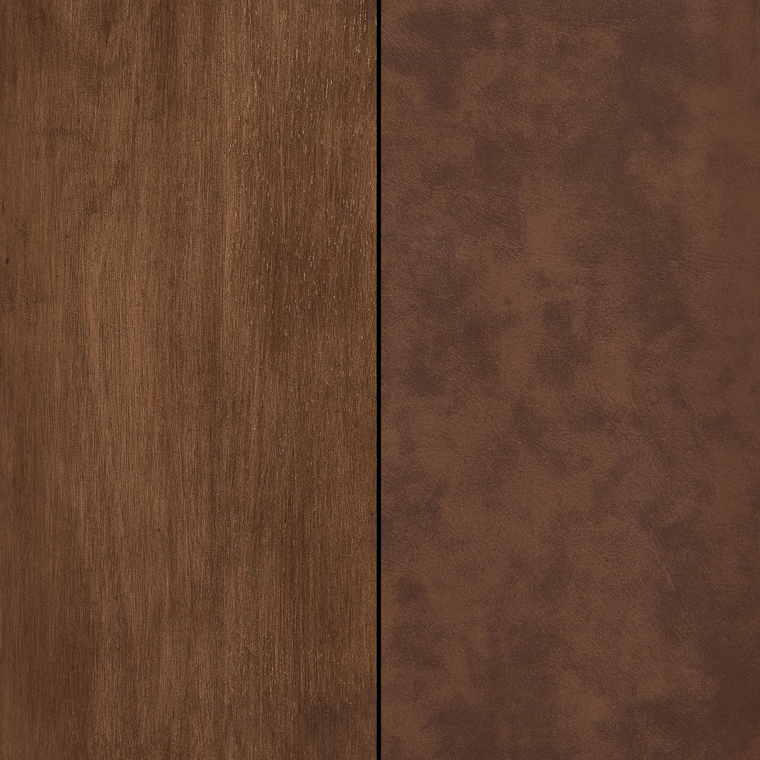 Vegan Leather Top Nightstand or End Table with Two Drawers and Open Shelf, Modern Plinth Base for Bedroom Living Room or Entryway