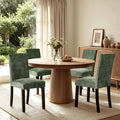 CHUN YI Upholstered Dining Chairs Set of 4, Fabric Dining Room Chairs with Solid Wood Legs, Modern Kitchen Chairs for Farmhouse Living Room Restaurant & Cafe, Green