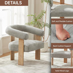 VKNOW Barrel Accent Chairs Set of 2 with Armrests and Rubberwood Legs | Mid Century Modern Upholstered Living Room Chairs with Open Back, Chenille Fabric, for Living Room, Bedroom, Light Gray