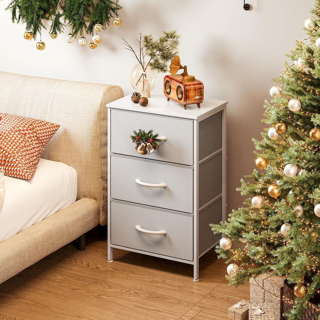 AODK Small Dresser for Bedroom Nightstand with 3 Storage Drawers,Light Grey | Chest of Drawers End Table for Living Room, Closet Dresser with 3 Storage Drawers Organizer Clothes