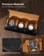 Premium Watch Travel Case, Odor-Free PU Leather Watch Roll for 1/2/3 Watches Protective Storage with Gift Box, Ideal for Men's Gifts & Business Travel, Coffee