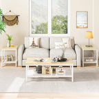 AWQM Coffee Table Coffee Table and end Table Sets Living Room Table | For Living Room, Small Apartment, Home Office, Sofa Storage Side Table & Bedroom Use (Oak)