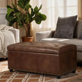 Joveco Storage Ottoman Bench 35" Faux-Leather Rectangular Tufted Ottomans Storage Room Organizer (Caramel)