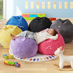 Hobestluk Kids Bean Bag Chair Teardrop Shape with Filling, 2.5FT Purple | Soft Fabric, Corduroy Cover, Removable and Washable, Memory Foam Filler, Portable Handle, Gaming, Relaxing, For Living Room
