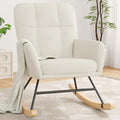 Nursery Rocking Chair Upholstered, High Backrest Glider Rocker Rocking Accent Chair with Padded Removable Cushion Comfy Nursing Chair for Living Room Bedroom Office, Beige