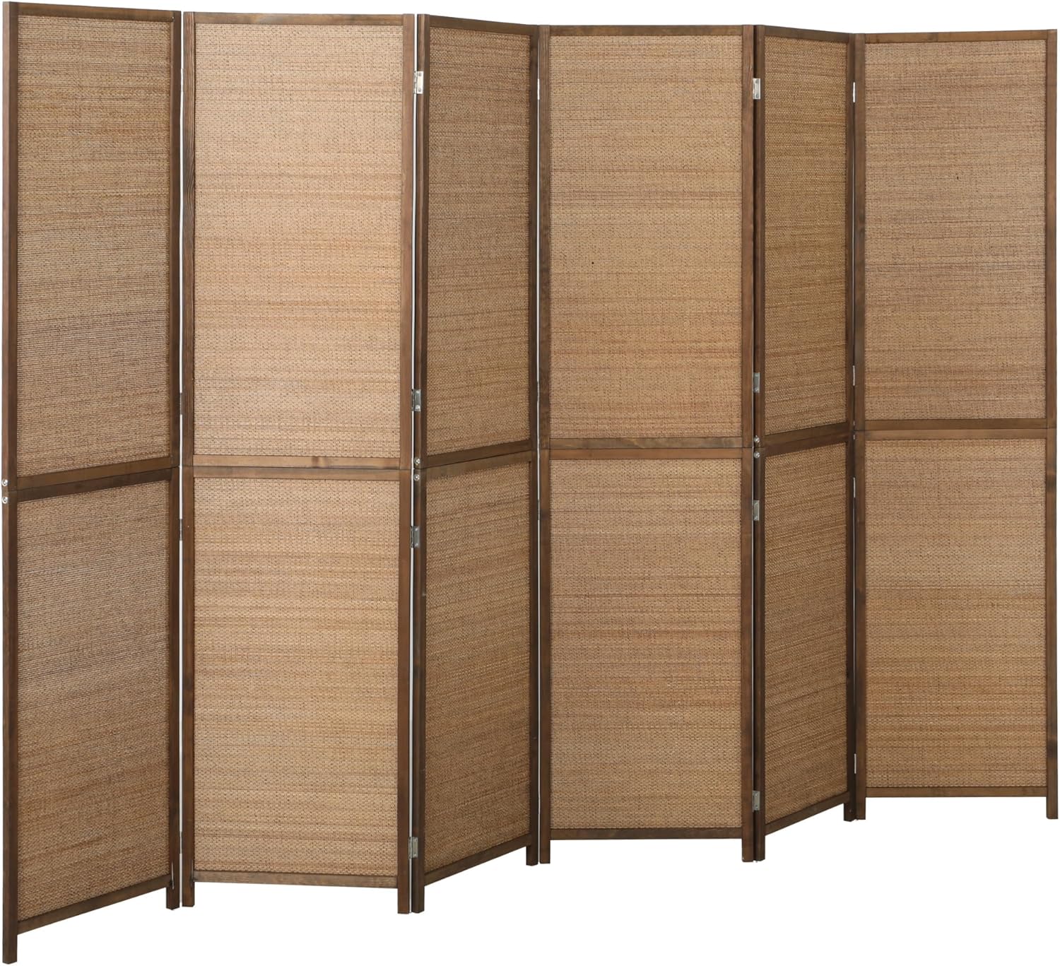 HOMCOM Room Divider, 6 FT Tall Folding Privacy Screen, 6 Panel Hand-Woven Bamboo Wall Partition for Room Separation, Portable Boho Freestanding Wall Divider for Bedroom, Home Office, Brown