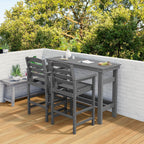 SERWALL Outdoor Bar Set - 4 Adirondack Bar Chairs & Bar Height Table with 1.6" Umbrella Hole, All-Weather HDPE Patio Furniture for Poolside, Backyard, Garden - Grey