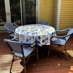 PURPLE LEAF Bistro Chairs Set of 2 French Hand-Woven Wicker Armchairs Outdoor Dining Chairs for Patio Porch Garden Indoor Bamboo Print Finish Deep Blue