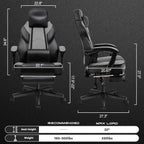 Gaming Chair for Adults, Grey Video Game Chair with Footrest, Big and Tall Gaming Chair Heavy Duty Computer Chair with Massage Lumbar, Ergonomic Adjustable Height and 360° Swivel, PU Leather, Grey