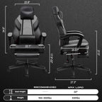Gaming Chair for Adults, Grey Video Game Chair with Footrest, Big and Tall Gaming Chair Heavy Duty Computer Chair with Massage Lumbar, Ergonomic Adjustable Height and 360° Swivel, PU Leather, Grey