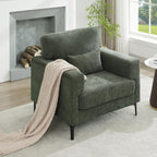 Oversized Accent Chair with Metal Legs,Comfy Armchair and a Half,Modern Century Single Sofa Extra Large Reading Club Chair for Bedroom,Living Room,and Apartment,Chenille,Green