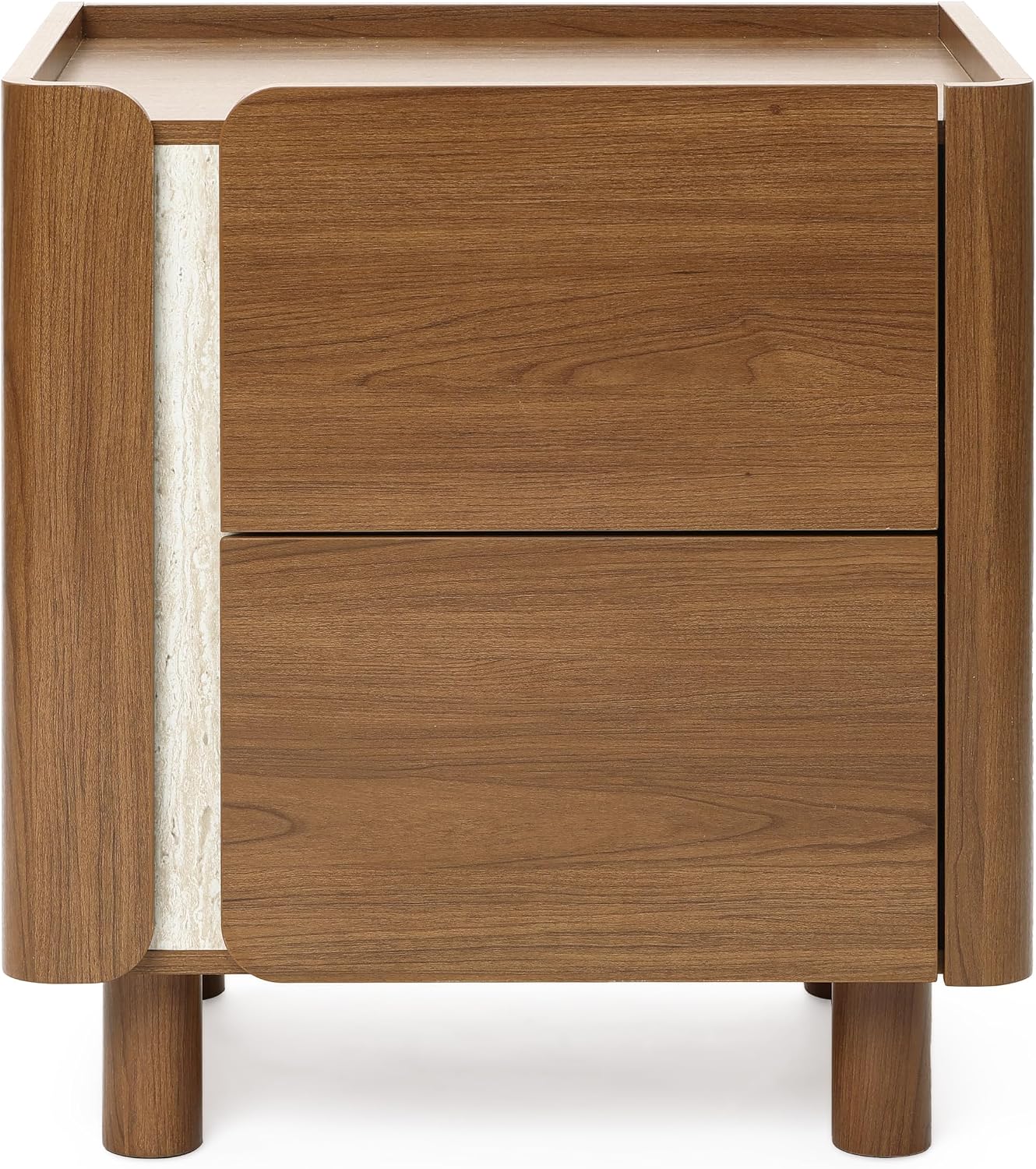 LuxenHome 21.6" Brown Nightstand with 2 Drawers, Mid Century Modern Night Stand for Bedroom, Wooden Bedside Table for Living Room