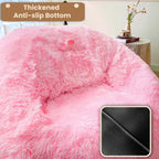 MEGO 5FT Fluffy Faux Fur Giant Bean Bag Chair Cover (No Filler), Soft Comfy Stuffed Animal Storage Cover for Adults Kids, Lazy Sofa Bed Beanbag Cover for Living Room Bedroom Decor, Anti-Slip, Pink