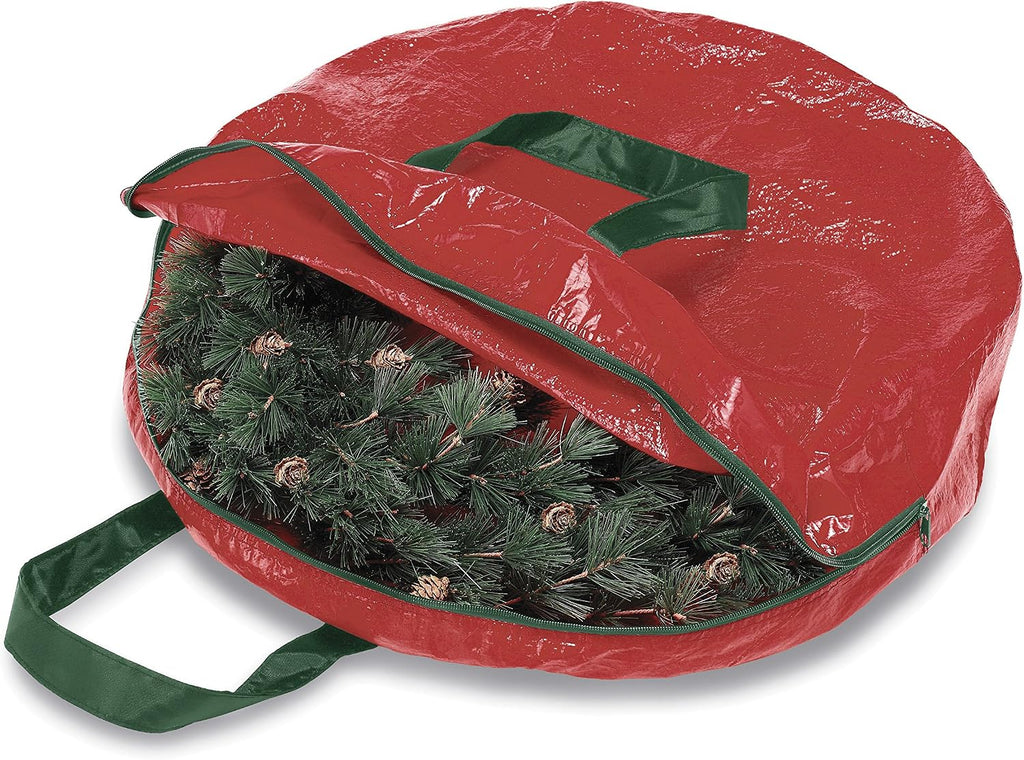 Whitmor Christmas Wreath & Garland Storage for 24" Wreath,Red