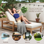 Think 30Lounge Chair Set of 2, Patio Sun Tanning Chair, Outdoor Chaise Lounger with 5-Position Reclining Back, for Pool, Balcony & Garden,Light Teak