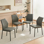 Dining Room Chairs Set of 4, PU Leather Seats with Black Metal Legs, Waterproof Chairs Set of 4 for Kitchen & Dining Room, 15-Min Assembly - Dark Grey