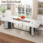 7-Piece Dining Table Set for 8 10 People, 94" Large Long Wooden Kitchen Table with 6 Cushion Chairs W/Waterproof Tabletop, Farmhouse Rectangular Dinner Table for Dining Room,Kitchen,Easy Clean