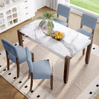 Merax Modern 5 Piece Dining Table Set for 4,Faux Marble Style Kitchen Table Set with One Rectangle Table and 4 Dining Chairs for Dining Room Table Set for Small Place