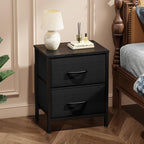 Sweetcrispy Nightstands Set of 2 with 2 Storage Drawer, Small Bedside Table | Small Dresser with Sturdy Wooden Top for Daily Essential, Compact Nightstand for Bedroom and Small Spaces, Black 2PC