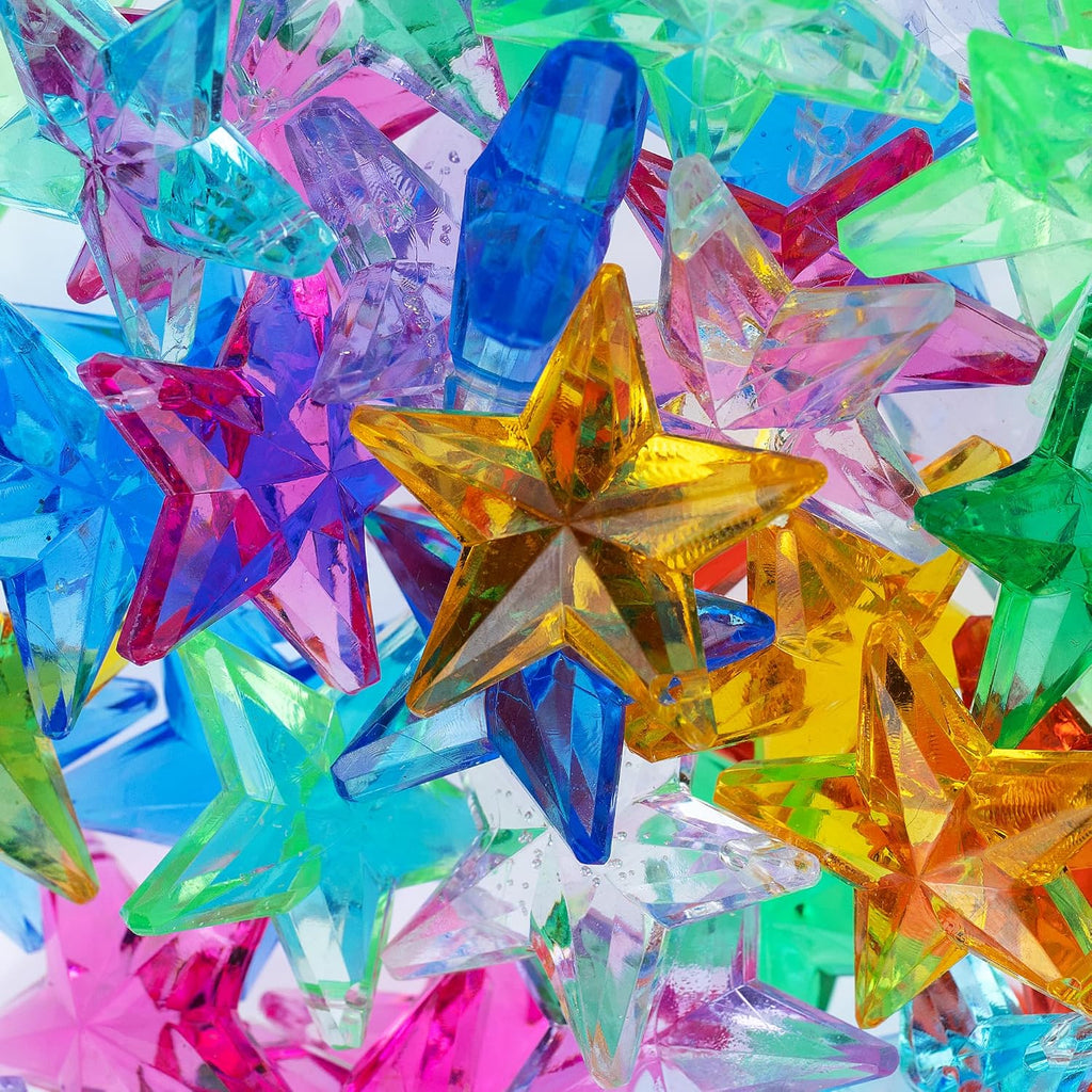 Plastic Stars - Gemstones and Crystals - Pack of 160pcs Vase Filler - Jewels for Crafts - Fish Tank Rocks - Sensory Bin Filler - Gems for Crafting - Fake Ice - Aquarium Stones - Multicolored
