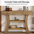 Tribesigns 41" Small Console Table for Entryway, 3-Tier Narrow Rustic Sofa Table with Storage Shelves and Curved Frame for Living Room, Entry, Hallway, Foyer (Oak Brown)