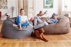 Lumaland Luxurious 3ft Medium Bean Bag Chair with Microsuede Cover - Soft, Foam Filling, Washable Bean Bag Sofa for Adults, Teenagers, Kids, Pets - Sack Chair for Living Room, Bedroom - Dark Grey