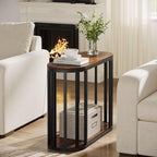 Tribesigns Narrow End Table with Storage, 2-Tier Industrial Side Table with Black Metal Frames, Small Nightstand Bedside Table for Living Room, Bedroom, Rustic Brown, 31.5"D x 11.81"W x 23.62"H (1)
