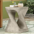 Merax Twist Shape MGO Accent Side Table, Unique Modern End Table with Wide Pedestal & Tabletop, Small Drink Tables for Living Room, Bedroom Night Stand Bedside Table, No Assembly Required, Grey