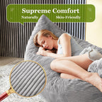3 in 1 Big Bean Bag Chair, Large Giant Bean Bag Chairs for Adults, Convertible Soft Floor Chair Cushions, Sofa & Bed, Perfect for Bedroom, Living Room, Game Room (Light Grey)